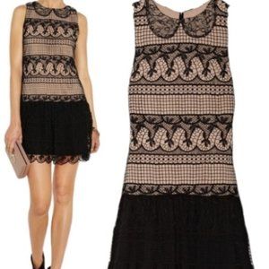Alice + Olivia Black Peri Crochet Lace Mini Dress
